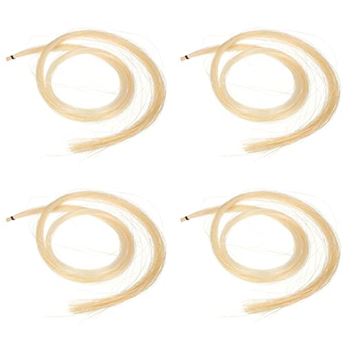 Bloepum 4Pcs Hank 31-31.5 Inch Genuine Mongolian Horse Hair for Violin, Viola, Cello, Bass Bow,Photo Color