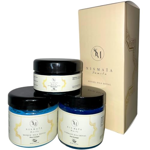 Coffret rituel complet Hammam au Nila Royal : Savon noir au Nila et Argan, Gommage Exfoliant au Nila & Amande douce et Masque au Nila & beurre de karité enrichi en vitamine E, CORPS & VISAGE