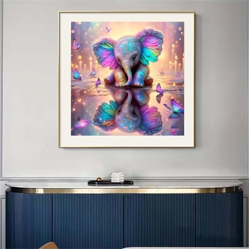 cdsnxore 5D Diamond Painting Kits for Adults, Animal Elephant Paint by Diamond Art Kits,Home Wall Decor 30 * 30CM (Pink) - Image 2