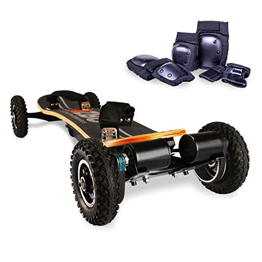 AZBO Off Road Electric Skateboard with Remote Control - 3300W Dual Motor - UL2272 Certified High Speed 25 MPH Motorized Mountain Y8 Longboard with Bindings for Cruising | LG Battery (Gray)
