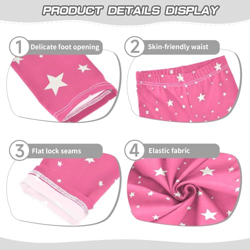 Pink Shiny Stars Girls Leggings Ultra Soft Compression Yoga Gym Pants for Kids 4-10T3