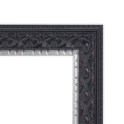 Golden State Art, 11X14 Photo Frame With White Mat For 8X10 Picture & Real Glass For Wall Display - Home Or Office Classic Design (Black Silver Burgundy With Ornate Molding) #TOP3