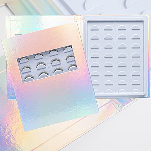 Vcedas Eyelash Storage Book Case 16 Pairs False Eyelash Sample Display Holder Lash Book Empty for Women Girls (Glitter Laser)