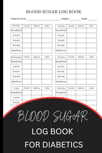 Blood Sugar Log Book For Diabetics: Blood Sugar And Insulin Log Book For Diabetic, Medication Diary