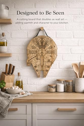 Tabla de cortar de madera con diseño Millenium Falcon miniatura 6