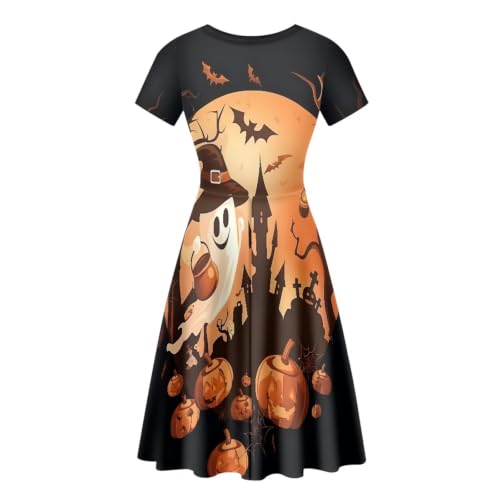 Image of Irisjudy T Shirt Dress for Women Short Sleeve Girls Short Sleeve Dress Plus Size, O Neck Knee Length Midi Dress for Ladies