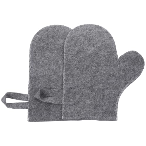 jojofuny Guantes Exfoliantes de Fieltro para Sauna 2 Piezas Gris Guantes Térmicos Resistentes al Calor para Baño y SPA Corporal para Eliminar Piel Muerta y Exfoliar