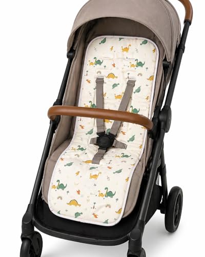 Colchoneta Silla Paseo Universal Verano, Funda Carrito Bebé 100% Algodón Transpirable, Reversible, Antideslizante, Ajustable en Hombros y Cintura,