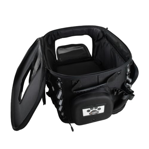 Motorrad Grand Pet Palace UV-bewertete vielseitige Haustier-Tragetasche, Moto-Sissy-Bar, Hecktasche mit zwei Schalen, UTV, ATV, Rollgepäck, oberes Fenster, öffnet Haustiertasche, 54,1 x 38,6 x 33 cm
