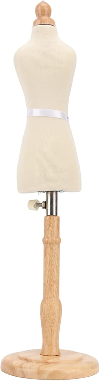 Small Female Dress Form, Beech Wood Sewing Form Lightweight Dressmaking Rack Accessory with Wooden Base for Clothing Dress Display