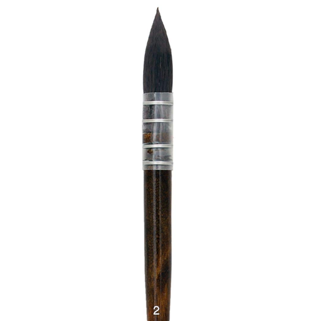 Art Essentials Kazan Synthetic Squirrel Hair Brush for Watercolour, Gouache and Ink - Series 2703 - Quill Mounted Mop - Short Handle - Size: 2, with Maximum Colour Holding Capacity & Point Retention 1