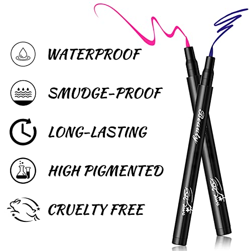 Erinde 12 Colors Matte Liquid Eyeliner Set, Rainbow Neon Eye Liner Pencil, High Pigmented Colorful Gel Eyeliner, Waterproof Smudge-Proof Long Lasting Eye Makeup For Women #TOP3