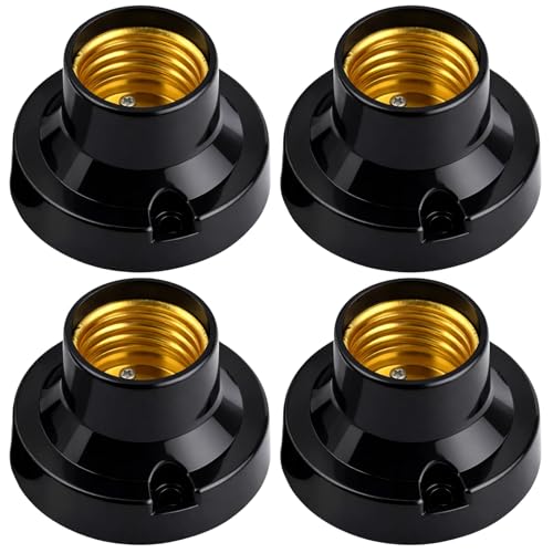 Ebksqs 4 piezas de casquillo E27 con cable, pequeño portalámparas negro para empotrar, LED y bombillas