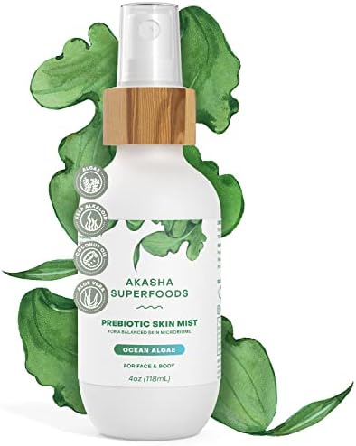 Akasha Prebiotic Skin Mist - 4oz I Organic Facial Mist with Sea Kelp Extract, Face Spray for Naturally Restoring the Skins Microbiome, Helps Acne, Psoriasis & Sunburn*, Anti Aging Skin Care Products