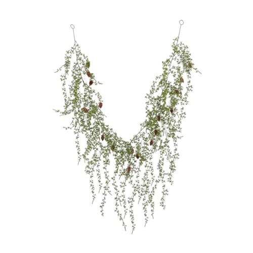 Vides artificiales, decoración de árbol de Navidad, 1,8 m, hojas verdes falsas colgantes, plantas colgantes realistas para árbol de Navidad, chimenea, barandilla de escalera, puerta y decoración del