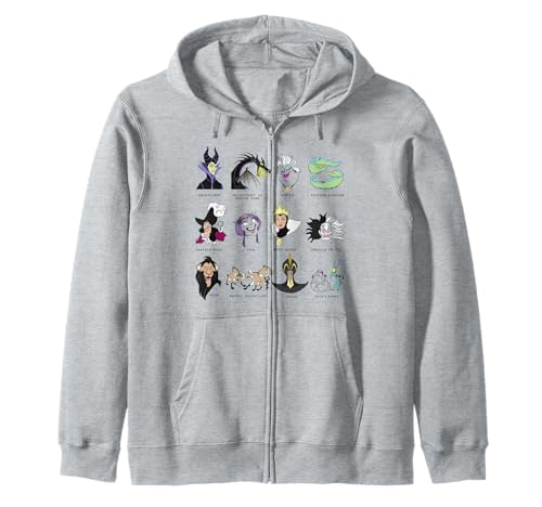 Disney Villains Portrait Grid Zip Hoodie - Sweat à capuche imprimé noir