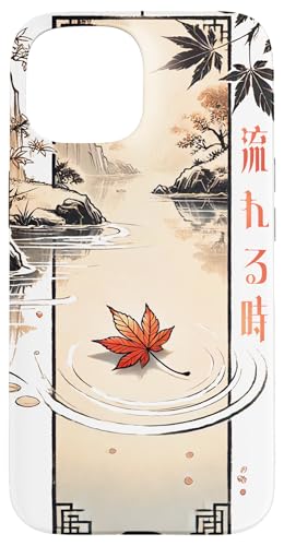 Flowing Time in Japanese Retro 80's 90's vaporwave aesthetic Custodia per iPhone 15