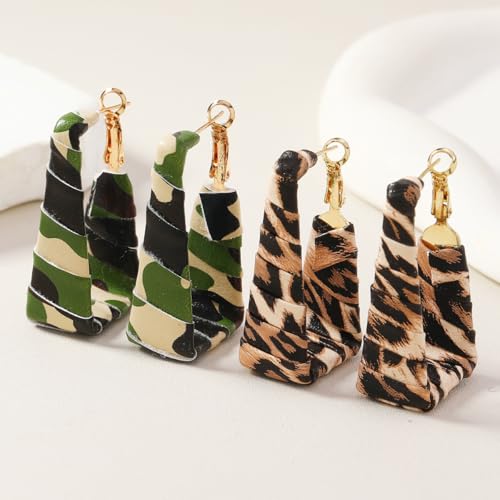 Chunky Leopard Leather Earrings Bohemia Camouflage Leather Dangle Earrings Chunky Rectangle Black White Zebra Print Earring Handmade Vintage Faux Leathers Statement Earring Boho Style Jewelry4