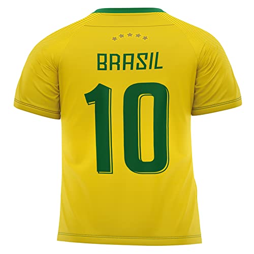 Camiseta Filtro UV Infantil Brasil Canarinho Amarelo Torcedor