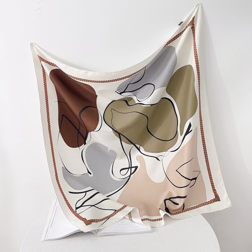 Image of Printed Poly Silken feel Scarf Stole for Women | Stylish, Soft, & Lightweight | Satin Feel Neck Scarf, Hair Scarf, Head Scarf for Women | Square Silk Stole for Handbag