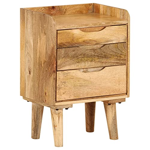 Table de chevet en bois de manguier avec rangement de style rustique - 2