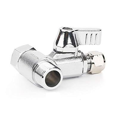 Frizzlife Brass Feed Water Adapter - 3/8 inch,3/8 inch Comp and 1/4 inch OD Compression Angle Stop Valve Adapter for Reverse Osmosis Water Filters, Coffee Brewers,Ice Maker