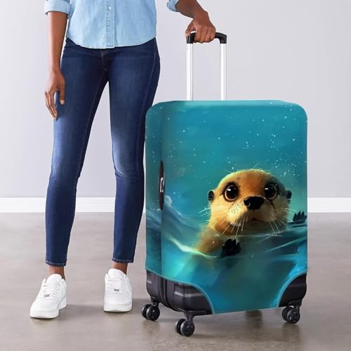 Image of Mumeson Rabbit Lavender Travel Luggage Cover Lightweight Suitcase Protector Scratch-Resistant Fit 30-32 Inch Baggage,Not Included Suitcase