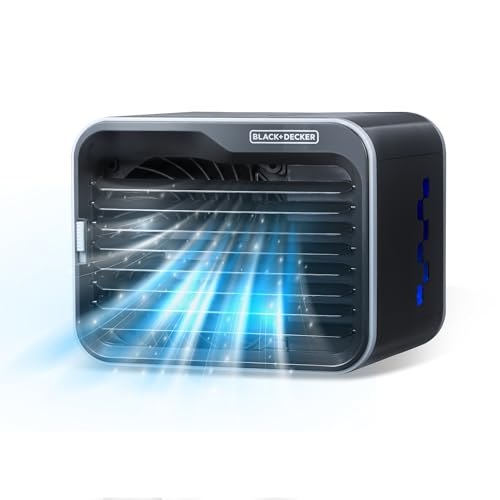 BLACK+DECKER Desktop Air Cooler, Personal Portable Fan with 3-Speeds, Evaporative Air Cooler with...