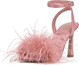 Vince Camuto Women's Penely Feather High Heel Sandal, Blush, 7