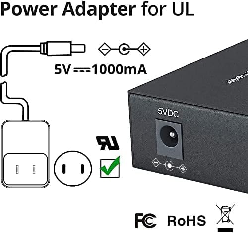 Gigabit Media Converter LC, SFP Port, Single Mode Fiber to Ethernet Converter for 10/100/1000Base-Tx to 1000Base-LX, with a SFP LX Transceiver (1000Base-LX), LC Fiber Slot, 20km, 1310-nm, SMF