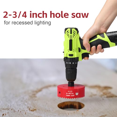 Image of 2-3 /4 Inch Hole Saw for Wood, 70mm HSS BI-Metal Hole Saw for Recessed Lighting, 30mm Cutting Depth Hole Cutter with Hex Shank Drill Bit Adapter for Cornhole Boards Plastic Drywall Fiberboard, Red