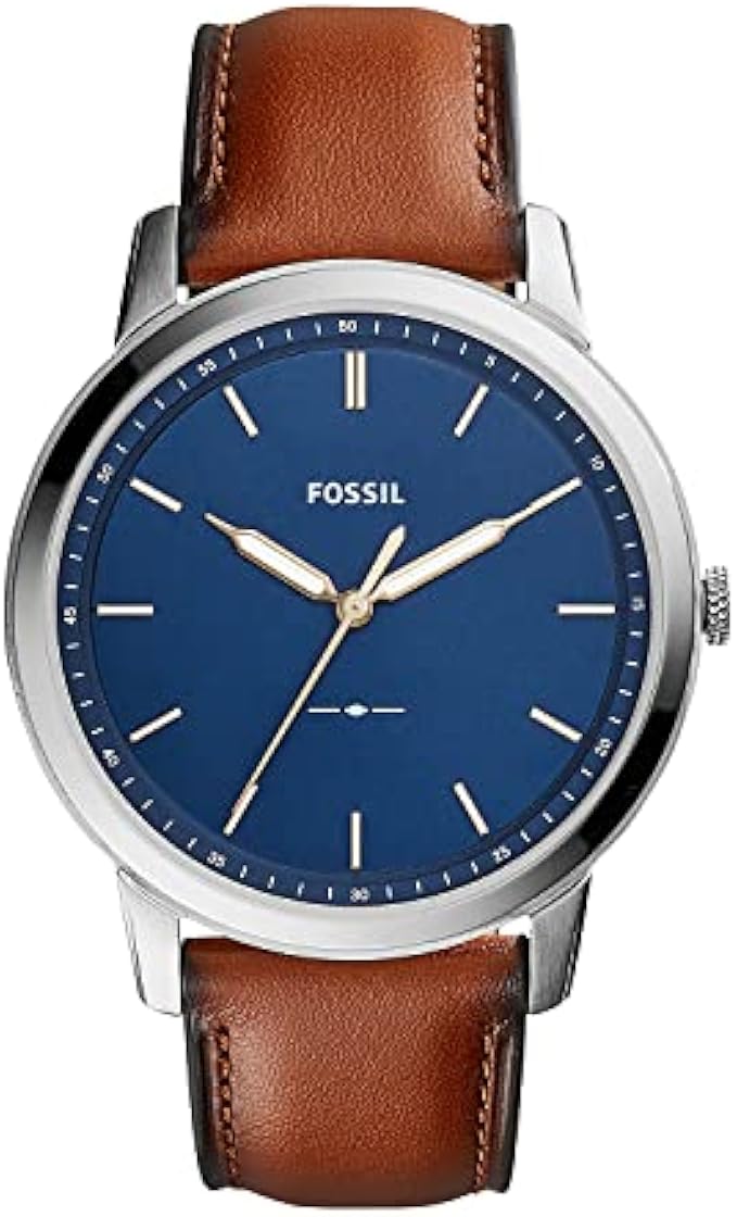 Fossil Minimalist Men's Watch with Leather or Stainless Steel Band, Chronograph or Analog Watch Display with Slim Case Design