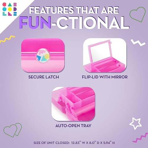 Image of Caboodles On-The-Go Girl Makeup Box, Two-Tone Lavender on Blue, Hard Plastic Makeup Organizer Box, Built-In Mirror, Secure Latch for Safe Travel, Spacious Storage for Large Items