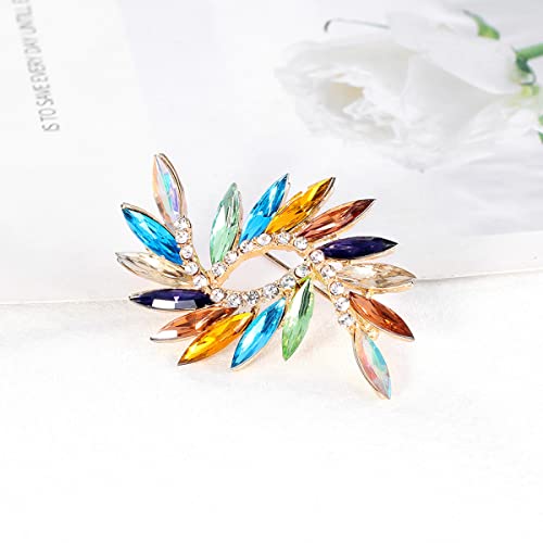 Merdia Brooch Pins With Colorful Leaf Created Crystal Jewelry Brooches For Women Fashion Clothing Accessories Brooches & Pins #TOP1