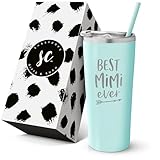 SassyCups Best Mimi Ever Tumbler | 22 Ounce Engraved Mint Stainless Steel Insulated Tumbler with Lid and Straw | Mimi Tumbler | New Mimi | Mimi To Be | Mimi Grandma Presents | For Mimi Birthday