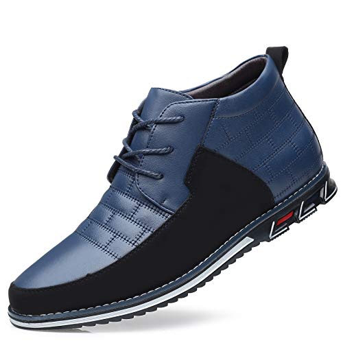 COSIDRAM Men Casual Shoes High-top Driving Boots Luxury Walking Sneakers for Male Business Loafers Office Dress Outdoor Blue 13