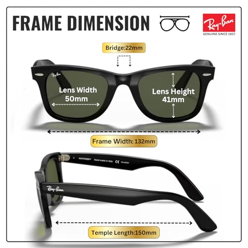 Image of Ray-Ban RB4340 WAYFARER EASE Square Shaped Sunglasses for Men & Women with Official RAYBAN Eyewear Kit