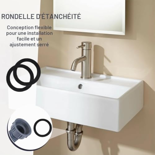 EORPAVU Joints d'étanchéité plats, Kit de joints en caoutchouc pour piège à odeurs 5 pièces 45mm pour joints de descente de gouttière (noir) – vue 4