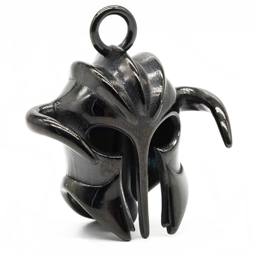 Image of Motorcycle Biker Roman Gladiator Warrior Spartan Helmet Guardian Bell Luck Gremlin Ride Bell Hanger or Lucky KeyChain