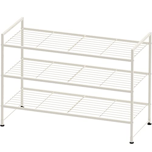 Image of Simple Houseware 3-Tier Stackable Shoes Rack Storage Shelf, White