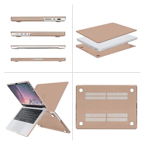 Image of MOSISO Compatible with MacBook Pro 14 inch Case 2025 2024 2023 2022 2021 M5 M4 M3 M2 M1 A3434 A3112 A3185 A3401 A2918 A2992 A2779 A2442, Hard Shell&Keyboard Cover&Screen Film&Pouch,Bronze Brown