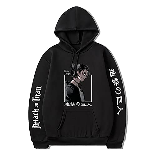 XSLGOGO Attack On Titan Sudadera con Capucha Eren Jaeger Sudadera con Capucha Unisex Casual Eren Cosplay Sudadera Harajuku Jumper para Hombres y Mujeres Cover