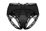 Dlsave Womens Crotch Less Lace Panties for Women Bow Tie Panties Bikinis Open Crotch Lingerie Underwear
