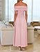ZESICA Women's Off The Shoulder Maxi Dress 2026 Summer Sleeveless Casual Slim Swing Pleated Formal Party Dresses,Pink,Medium