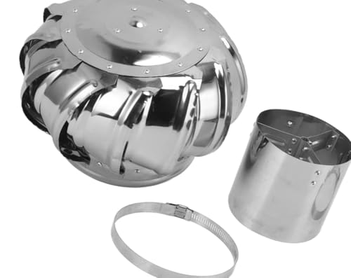 100mm Stainless Steel Roof Turbine Ventilator, Rotating Chimney Cowl Cap for Attic Ventilation Anti Downdraught