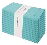 PurpleEssences Set of 12 Hemstitch Cloth Dinner Napkins 100% Cotton - Soft Durable Washable - Solid