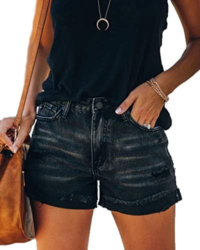 Seyorz Denim Sizzling Shorts for Ladies Reduce Off Mid Rise Ripped Sizzling Shorts Frayed Distressed Jean Brief