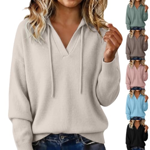 Sweaters for Women Oversized Knit Hooded Sweater Warm Cozy Pullover Tops - image 1