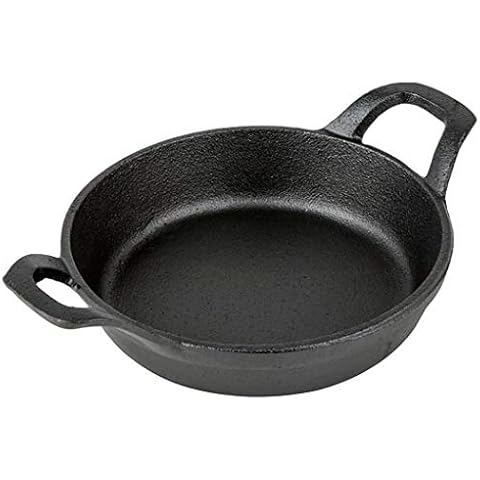 10CM black cast iron pan, double ear pan, small frying pan, non-stick pan, small omelette pan, universal for gas induction cooker (size: length 3.9 inches × height 1 inch) Cover