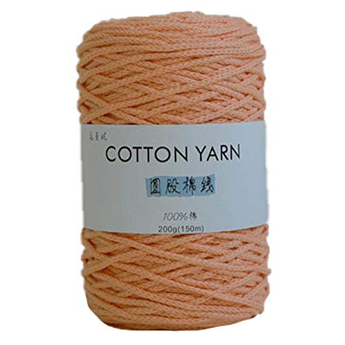 1Pcs 200G 7.1Oz Soild Color Hollow Knitted Crochet Yarns Nylon Cord Polyester Thread Round Rope Yarns For Diy Handbag Purse Basket Crochet Bag Fabric Yarn (250G, Light Orange) #TOP16
